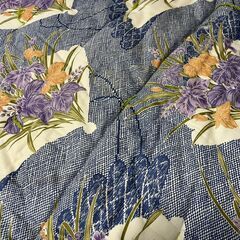 敷布団 青 花柄 ① 幅97cm×奥行190cm×厚さ4cmの画像