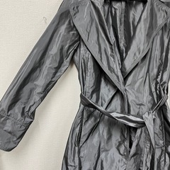 M【中古品】SPECCHIO スペッチオ レディース ベルト付き ロングコート シャンブレー生地 40 チャコールグレー アウターの画像