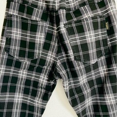 ★ブランシェス スキニー黒チェックパンツ160の画像