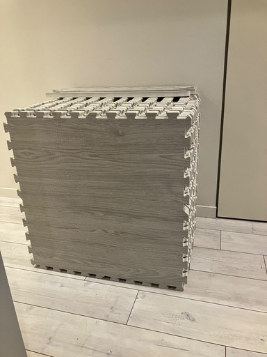 タンスのゲン 木目調 ジョイントマットアッシュグレー 大判59cm 極厚20mm 靴下でも滑りにくい 抗菌