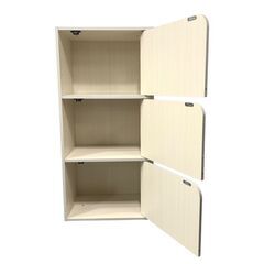 25C497_ジ【美品】ニトリ 3段カラーボックス 扉付き インテリア 収納 家具 現状品 中古の画像