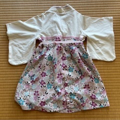 赤ちゃん用　花柄着物スタイルドレス サイズ90の画像