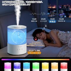 【新品未開封】加湿器 卓上 大容量 超音波式 アロマ対応 【2025発売新モデル・2800ML・2段階ミスト調節 静音設計 省エネ】 上から給水 長時間運転 切タイマー 7色LEDライト の画像