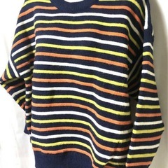 一度使用　ボーダー柄ニット　フリーサイズ　の画像