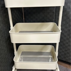 スチールワゴン 3段 クリーム色の画像