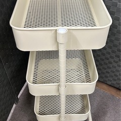 スチールワゴン 3段 クリーム色の画像