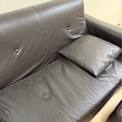 格安★フェイクレザーソファ　3人がけ　オットマン付き　の画像