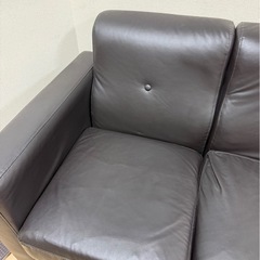 格安★フェイクレザーソファ　3人がけ　オットマン付き　の画像