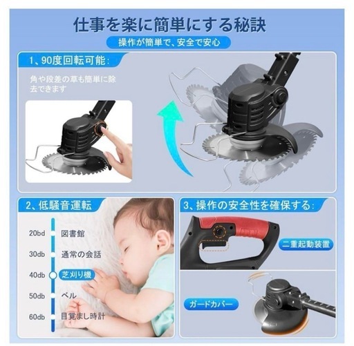 草刈り機 充電式草刈機 【2025革新＆超高速モーター搭載】コードレス 電動草刈り機　コードレス　お手軽