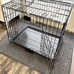 【中古品】ペットケージ 小型犬向け シングルドア 折りたたみ ブラック キャットケージ 犬 猫 小動物向け ワイヤー ブラックの画像