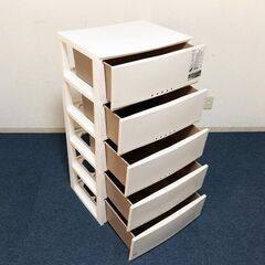 Tenma 5段ルームケース カプチーノ収納チェスト MADE IN JAPAN衣装ケース 引出しロック付き完成品の画像