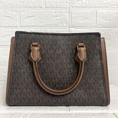 マイケルコース MICHAEL KORS MK柄 PVC×レザー 2way ハンドバッグ ショルダーバッグ ブラウン系 ☆札幌市 白石店 の画像