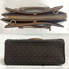マイケルコース MICHAEL KORS MK柄 PVC×レザー 2way ハンドバッグ ショルダーバッグ ブラウン系 ☆札幌市 白石店 の画像