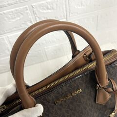 マイケルコース MICHAEL KORS MK柄 PVC×レザー 2way ハンドバッグ ショルダーバッグ ブラウン系 ☆札幌市 白石店 の画像