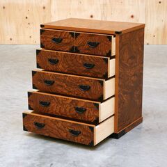 ≪zyt2518ジ≫ 小物タンス 5段6杯 幅45cm 欅材？ CAPIC盛岡/刑務所作業製品 昭和レトロ/和箪笥/小物入れ/引き出し/中古家具/宮城県仙台市 71003-07の画像