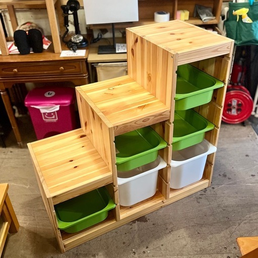 《売約済》IKEA イケア トロファスト TROFAST おもちゃ収納 子供収納 キッズ収納 階段収納 ボックス収納 カラーボックス 天然木 収納棚 収納ボックス 木製 キッズ家具