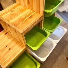 【武蔵小山店】  IKEA イケア トロファスト TROFAST おもちゃ収納 子供収納 キッズ収納 階段収納 ボックス収納 カラーボックス 天然木 収納棚 収納ボックス 木製 キッズ家具の画像