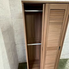 ツムギ ワードローブ クローゼット ハンガーラック 吊り下げ収納 大容量 衣類 洋服 収納 引き戸 扉付き A0740YGの画像