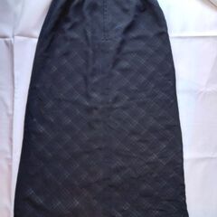 透け感あり黒×黒白チェック さらさら軽いロングスカート サイズMの画像