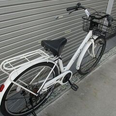 E627　★限定特価★ 中古自転車 【27.5インチ　軽快車ホワイト　6段　LEDオートライト 】の画像