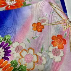【おまとめ購入1000円割引】女の子7歳　七五三の青色系着物（足袋のおまけ付き）川崎近辺なら追加費用でお届け可の画像