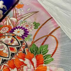 【おまとめ購入1000円割引】女の子7歳　七五三の青色系着物（足袋のおまけ付き）川崎近辺なら追加費用でお届け可の画像