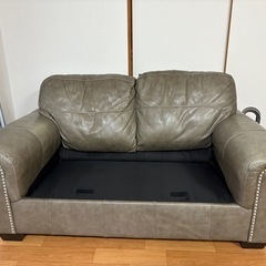 Ashley Furniture 本革ソファ✨ブラウンレザー／2.5人掛け【神戸市引き取り限定】の画像