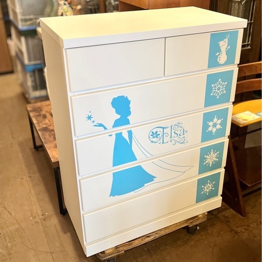 キッズ キャラクター 収納チェスト タンス 洋服ケース ドレッサー かわいい 可愛い 冬 アニメ ディズニープリンセス エルサ チェスト Frozen Elsa Disney princess dresser chest storage kids Olaf オラフ flake wardrobe 箪笥 タンス