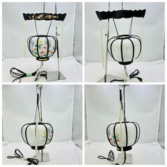 【伝統花柄】お盆提灯 回転灯付 ペアセット 現状品 和風盆飾り✨簡易清掃・動作確認済❗️の画像