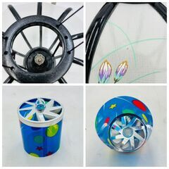【伝統花柄】お盆提灯 回転灯付 ペアセット 現状品 和風盆飾り✨簡易清掃・動作確認済❗️の画像