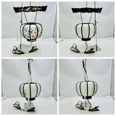 【伝統花柄】お盆提灯 回転灯付 ペアセット 現状品 和風盆飾り✨簡易清掃・動作確認済❗️の画像