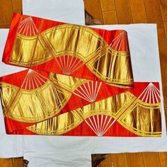 【おまとめ購入1000円割引】女の子7歳　七五三の着物帯（オレンジ+金銀）川崎近辺なら追加費用でお届け可の画像