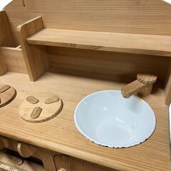 木製ままごとキッチン 天然木 手作り風 ナチュラルの画像