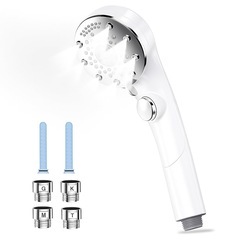 シャワーヘッド マイクロナノバブル 【業界トップモデル登場 塩素除去・6段階水流】 シャワーヘッド 節水 高水圧 手元止水 超微細泡 極細水流 節水85％以上 肌ケア 美髪 毛穴汚れ除去 高洗浄力 ミストシャワー ヘッド ナノバブル 保温 保湿 うるおい 国際汎用基準ジョイント 4種類アダプター付き 取り付け簡単の画像