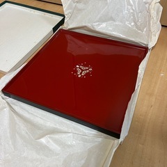お盆　高岡漆器 青貝塗 螺鈿角盆
の画像