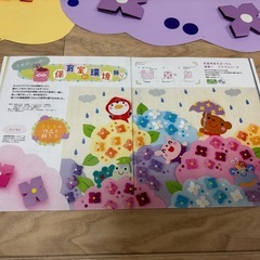 【決まりました】保育　環境壁面　梅雨（カラフルあじさい）の画像