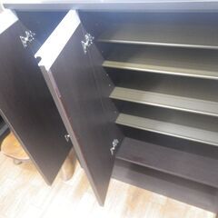 シューズボックス 下駄箱 寸法(約)幅89cm、奥行40cm、高さ116cm ブラウン系カラー お値打ち品【モノ市場東浦店】41の画像