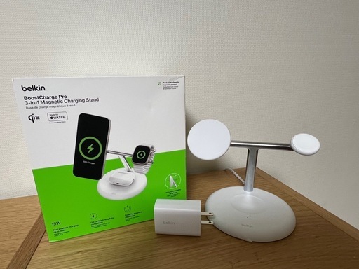 Belkin　ベルキン 3 in 1 MagSafe充電器　最大15W高速充電 ワイヤレス充電器】