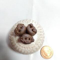 香合　猿　三申網代模様香合　見ざる聞かざる言わざるの画像