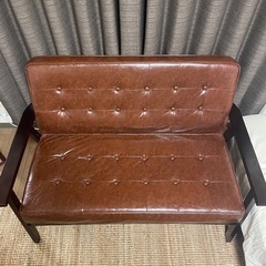※値下げ可能※ヴィンテージ加工レザーソファの画像
