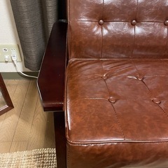 ※値下げ可能※ヴィンテージ加工レザーソファの画像