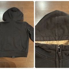 UNIQLO ボアスウェットフルジップパーカ 120 黒の画像