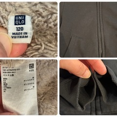 UNIQLO ボアスウェットフルジップパーカ 120 黒の画像