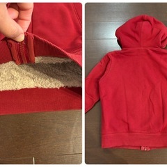 UNIQLO ボアスウェットフルジップパーカ 120 赤の画像