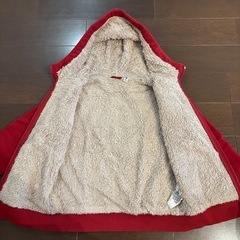 UNIQLO ボアスウェットフルジップパーカ 120 赤の画像