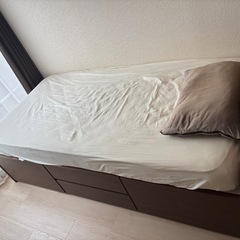  ニトリ シングルベッド マットレス付き 収納付き の画像