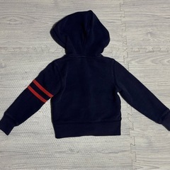 【RALPH LAUREN】パーカー 100サイズ ネイビー×レッド 綿100％ ジップアップ フード付きの画像