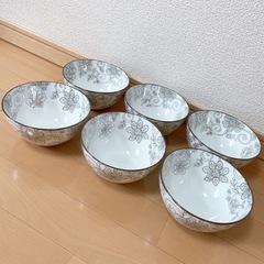 庫山窯 花柄 陶器 丼 ボウル 6個の画像