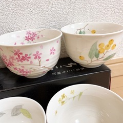 竹久夢二 美濃焼 花 どんぐり 実 四季 陶器 鉢 ボウル 5個の画像