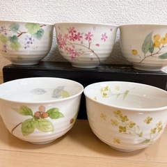 竹久夢二 美濃焼 花 どんぐり 実 四季 陶器 鉢 ボウル 5個の画像